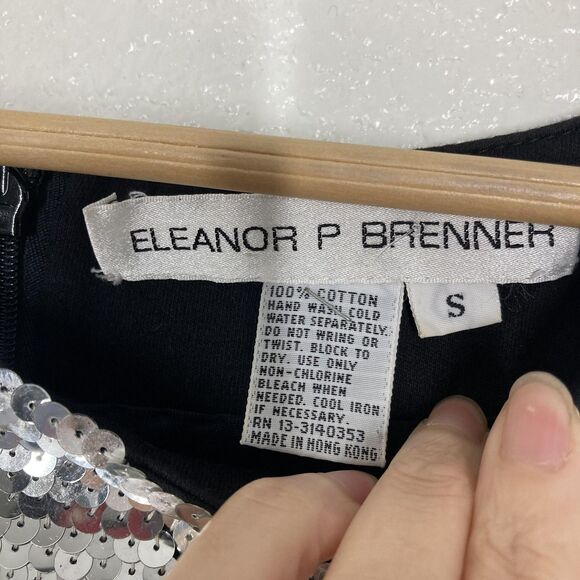 Vintage Eleanor P Brenner Sequin Sheath Dress Womens Small Silver Sleeve 90s - Picture 11 of 16